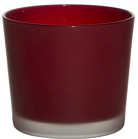 innaGLAS Cache-Pot en Verre Alena Frost, Rouge Mat, 12,5cm, Ø14,5cm - Petit Pot de Fleurs