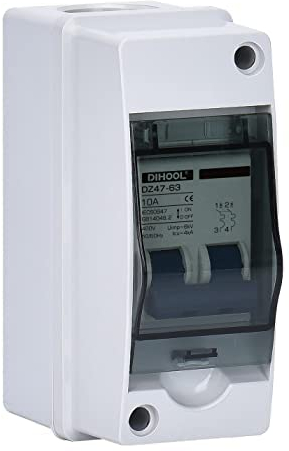 DIHOOL AC Miniature Circuit Breaker,240V 10a MCB Type C Double Pole With IP65 Waterproof box