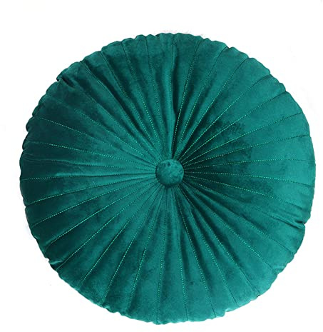 YELAN Oreiller Rond Sol en Peluche - Coussin Décoratif pour Voiture et Sofa - Couleur Unie Green (35x35CM)