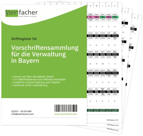 Steinfacher Griffregister für VSV-BAYERN – Vorschriftensammlung der Verwaltung in Bayern - 211 bedruckte Aufkleber (mit Folien)