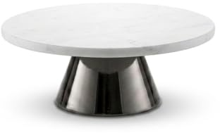 ECHTWERK stilvolle Tortenplatte aus Marmor, mit Standfuß, zum Servieren von Speisen, Obst, Käse und Desserts, für Party oder Hochzeit, Black-Edition, Ø 30 cm