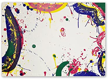 Sam Francis Farbige abstrakte Leinwand, Wandkunst, Bilder, berühmte Gemälde, Druck auf Leinwand, Farben im Raum, 1970er-Reproduktionen-Drucke für Wohnzimmer-Dekor, 70 x 100 cm, rahmenlos