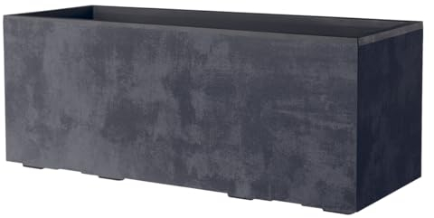 Kreher XL Pflanzkasten Millennium in verschiedenen Formaten und Farben. Tolle Naturstein Optik in Braun, Beige, Anthrazit oder Grau! Aus robustem Kunststoff! (100 Liter (rechteckig) Anthrazit)