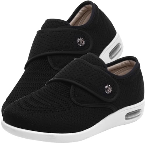 POFH Chaussures de Marche de diabète Extra Large œdème Chaussures gonflées Chaussures diabétiques Femmes Confort Personnes âgées Pantoufles (Color : Black, Size : 39 EU)
