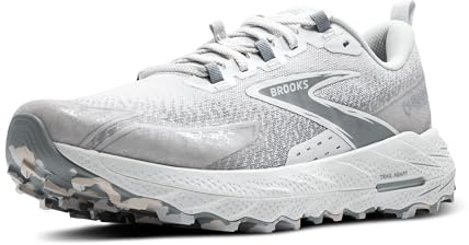 Brooks Men’s Cascadia 18 Mountain Trail Running Shoe - Oyster/Primer Grey/Coconut - 8 Medium