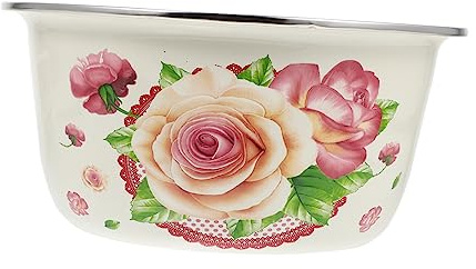 OUNONA Emaillierte Aufbewahrungsschale für Lebensmittel in Beige Stabile und Glatte Oberfläche Vintage Stil für Zuhause und Lebensmittelgeschäfte