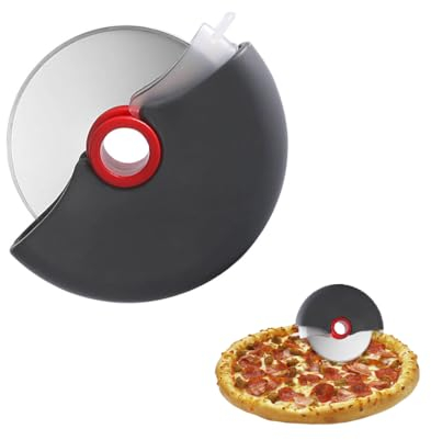 Tadipri Pizzaschneiderad Premium Pizzaroller aus Edelstahl - Professioneller und handlicher Pizza Cutter Pizzaschneider mit Klingenschutz und ergonomischem Griff (Rot)