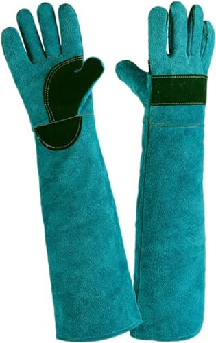 Bissschutzhandschuhe – lange Ärmel Beißschutzhandschuhe für Haustiere, dick und langlebig, Schutzhandschuhe für die Fütterung von Kleintieren (45 cm)