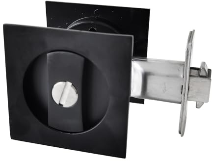 Betensh Serrure de porte coulissante Carré poignée avec serrure porte coulissante Serrure de porte coulissante invisible - 66 mm - Noir