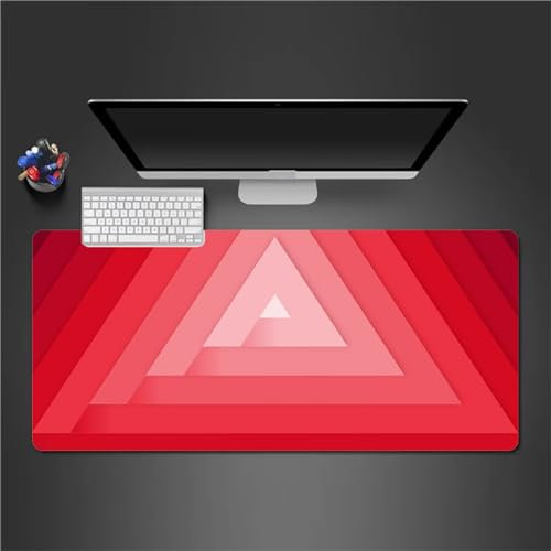 QiHon Gaming Mauspad XXL Rote Geometrie Großes Mauspad Schreibtischauflage mit Vernähte Kanten Einer speziellen Oberfläche verbessert Geschwindigkeit und Präzision 600x300x2mm