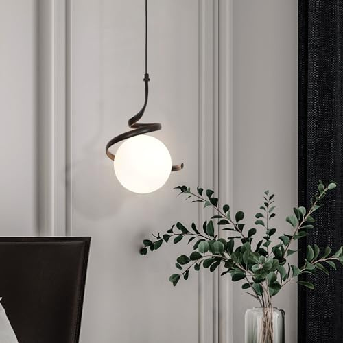 zhxinashu Pendellampa, hängande glaskula, globlampa, industriell lampa, svart taklampa för sovrum, säng, vardagsrum (svart)