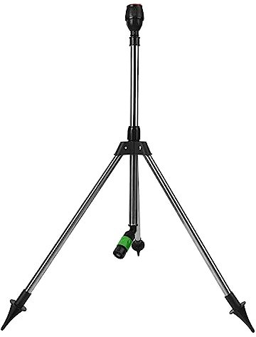 Aspersor de Trípode de 360 ​​​​Grados, Trípode de Aspersor Giratorio de Acero Inoxidable, Trípode de Aspersor Elevable con Cabezal de Riego por Trípode para Jardín, Césped,