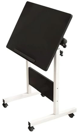 Höhenverstellbarer Rolltisch, neigbar, Stehpult mit Rollen, Metall, Stahl, Laptop-Schreibtisch für Nachttisch, 70 - 90 cm Höhenverstellung
