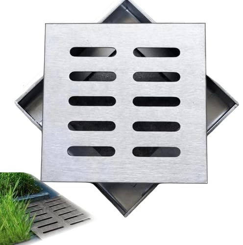 304 Inoxidable Tapa Desague Terraza, Rejilla Sumidero Piscina, Cubierta de Drenaje ai Aire Libre, Rectángulo Rejilla Canal, Rejilla de Alcantarillado para Terraza, Jardin, Piscina(10x10x2cm)