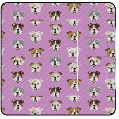 JZemdybill Picknickmatte mit Reißverschluss, lustige englische Bulldogge, Picknickdecke, Outdoor-Teppiche, 150 cm x 150 cm