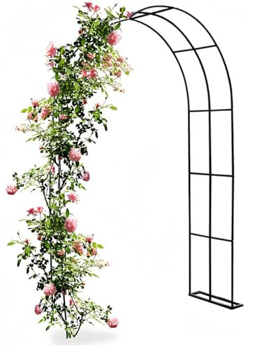 Rosenbogen Aus Metall Stabil, Torbogen Garten, Rosenbogen für Kletterpflanzen, Rankbogen Metallbogen, Gartenbogen, Schwer Rosenbogen Verzinkt Gartenbogen Metall Stabil Torbogen(Green,W200 x H230 cm)