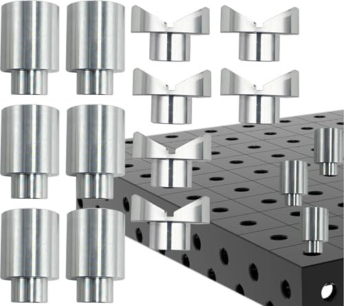 RCTUTEIAO Welding Table Fixture Pins 12 Pcs 5/8 x 1 x 1.5 Stop Alignment Aluminum Accessories Square V-Groove Round Tubing Quick Setup Fixturing Kit