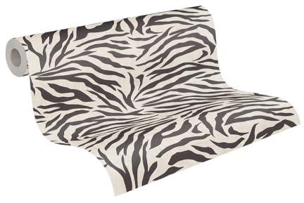 Livingwalls Anna D'Andrea papier peint intissé papier peint animal 10,05 m x 0,53 m - noir, blanc - papier peint zèbre - 782171
