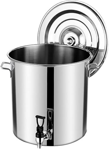 Home Brew Kettle Stock Pot Stainless Steel with Lid - Thicken Milk Can Brewing Supplies, Spigot Spout for Outdoor Brewing