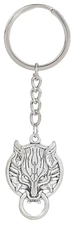 PIDAK Collar y llavero cabeza de lobo – Colgante 4 x 2,6 cm (1,57 x 1,02) | Estilo gótico y fantasía | Símbolo de fuerza y libertad | Bronce antiguo o plata, Silver - Silver, XL