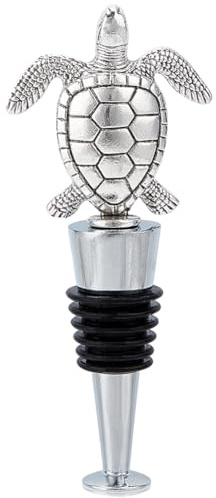 GORGECRAFT Weinverschluss Mit Schildkröten Motiv Silberfarben Metall Silikon Wiederverwendbar Meer Ozean Champagner Weinflasche Champagnerflaschenaufsatz Pumpendekor Weinsparer Für Feiertage Einweihun