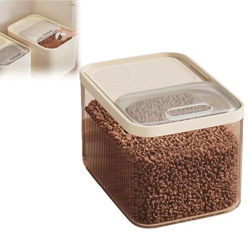 Airtight Pet Food Storage Container, Up to 30 lbs, For Dog Cat and Other Pet Food Storage Bin with Measuring Cup (Clear, 36x25x25cm)