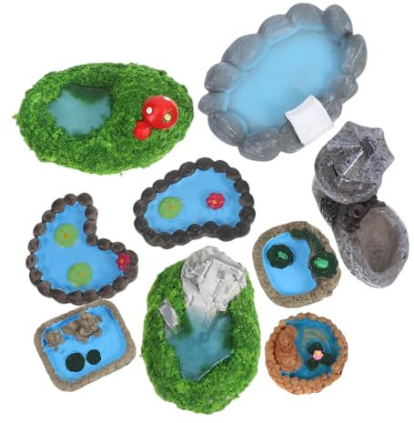 iplusmile 9piezas Decoración Estanque Miniatura Accesorios Jardinería Mini Paisaje