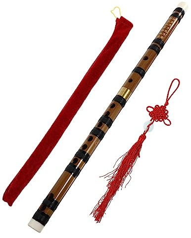 Kisangel Flauta de Bambú Amarga Tradicional con Nudo Chino, Resistente Excelente Timbre, Diseño Chino de Apertura Redonda para Entusiastas y Coleccionistas