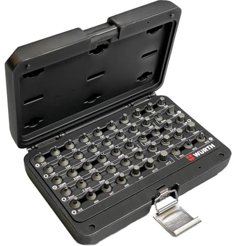 Würth 1/4 Zoll Mini Bitsatz Nusssatz Steckschlüsselsatz 50-teilig EXTRA KURZ Länge 19,5mm im praktischen Koffer 0965014500 Bitset Bit Satz bit Sortiment