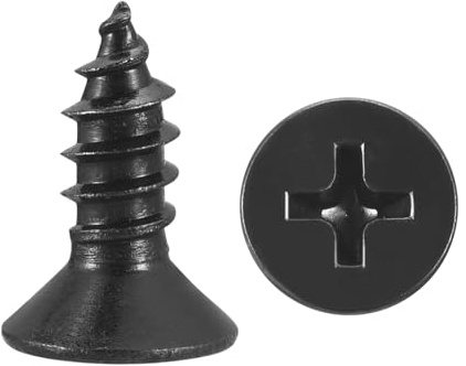 METALLIXITY Countersunk Phillips Wood Screws (#8x1/2) 100Pcs, Carbon Steel Coarse Thread Phillips Drive Flat Head Wood Screws - for Furniture Installation Repair, Black