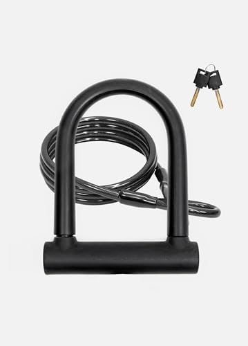 20MM de DiáMetro, Candado Para Bicicleta en Forma de U Con 1,2M de Cable Flexible de Acero, Soporte de Montaje Ajustable y Candado Antirrobo, Apto Para Bicicletas y Motocicletas