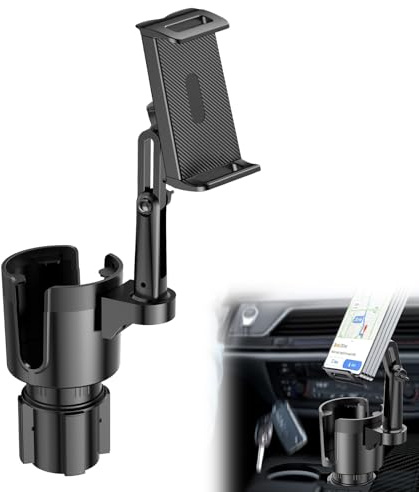Ysislybin 2 in 1 Supporto Tablet Portabicchieri per Auto, Porta Telefono Auto con Braccio Lungo Regolabile, Supporto per Telefono Girevole a 360° Compatibile con Tablet e Smartphone da 6 a 13 Pollici