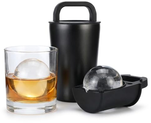 Crystal Clear Ice Ball Mould - 2.5 Professional Shape with Stainless Steel Protective Housing for Slow Melting Ice Balls - BPA Free Silicone, Easiest Removal for Whisky & Home Bar, 1 Piece