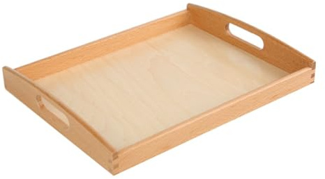 VICASKY Montessori Holztablett Klein Multifunktionales Montessori Lehrmittel und Bastel Aufbewahrungsbox Robustes Holztablett für Kindergarten Spiel Organizer für Kinderaktivitäten und
