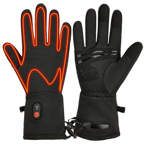 Guantes Calefactables para Hombre y Mujer,Guantes Calefactores Eléctricos Recargables,con Batería de 7.4V 2200 mAh,Guantes de Moto Calefactables, para, Esquí, Caza, Senderismo(Thin-S/M)