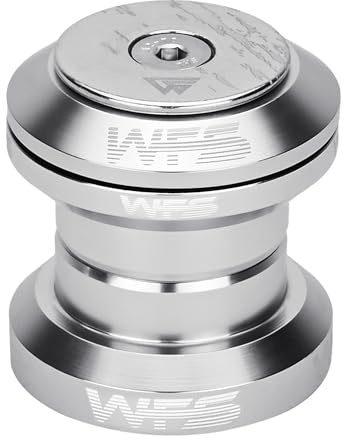 WFS NV.37 1-1/8 Inch Threadless Bike Headset Set for Threadless Steerer Forks and 34mm Head Tube - CNC Aluminum Alloy, Sealed Bearings for Mountain Bike, Road Bikes, MTB and BMX, Silver