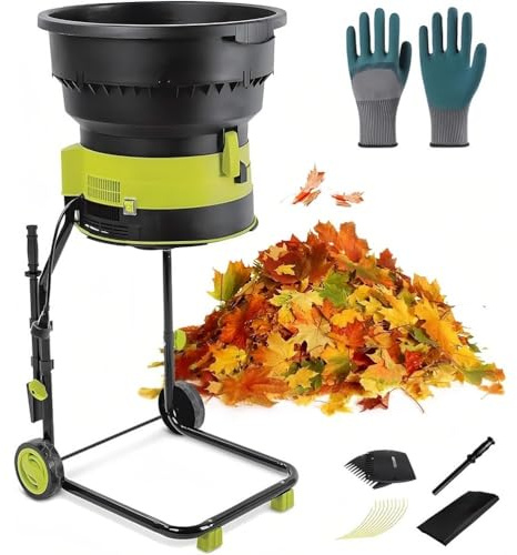MIDUOLAI Biotrituratore per Compost E Foglie, Biotrituratore per Foglie da 2500 W, con Ruote E Borsa Portaoggetti, Tramoggia Larga 54 Cm, per Aghi di Pino, Paglia,Power Cord*10m