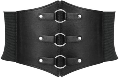 JYNXOR 1 pcs Corsetto da donna, cintura elastica con fascia larga, cintura in vita da donna, Cintura Corsetto Elastica Larga Vintage Stile Waspie per feste di Halloween e altri eventi, nero
