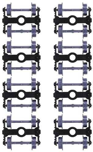 Toyvian 1/75 Scale Model Train Wheels Replacement Set Plastic Model Wheels for Railway Accessories Toy Train with Smooth Axle Rotation for Diy Projects 8 Pack