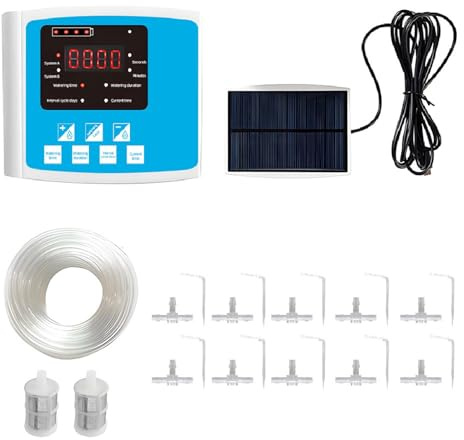 TOPINCN Kit d'irrigation Goutte à Goutte Automatique avec Double Pompe Solaire, Alimentation USB, Arrosage Intelligent chronométré pour Plantes d'intérieur et Jardins Extérieurs (Pompe simple de
