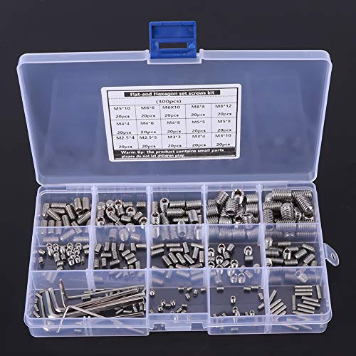 RASTKY Kit de Tornillos Hexagonales de Acero Inoxidable 304 con 6 Llaves de Sujeción, Kit de Tornillos Hexagonales de 300 Piezas en Caja Combinada, Surtido de Internos, Manijas de Puerta para Baño