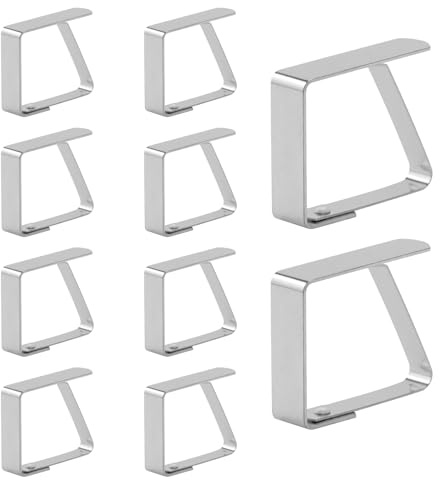 HMIEPRS 10Pcs Tablecloth Clips, Stainless Steel for 1-3cm Thick | Table Cloth Clip for Outdoor Indoor, Table Cloth Holders for Garden Tables Restaurants Weddings Parties Picnics BBQ