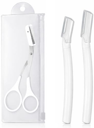 RVYEIOP Lot de 3 Rasoir à sourcils, épilateur pour le visage pour femme, tondeuse à sourcils, rasoir pour le visage et les sourcils de, en métal de qualité supérieure.