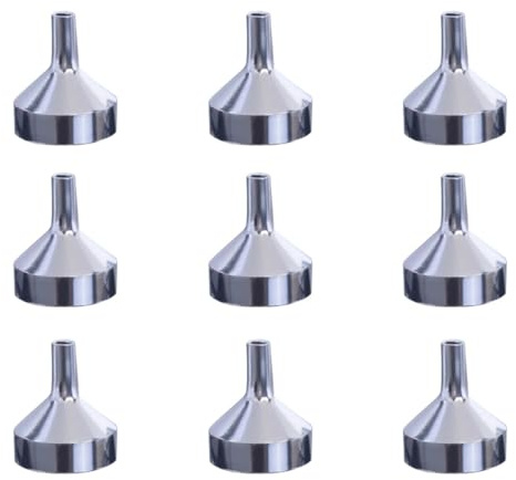 EXAOMBLE 9 Embudos Metálicos Mini para Transferir Líquidos, Embudos Pequeños de Acero Inoxidable para Perfumes, Especias y Aceites, Herramienta Multiusos para Cocina y Hogar, Color