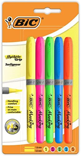 BIC BRITELINER Grip Textmarker – verschiedene Farbe (5 Stück)