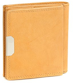 LEAS Wiener-Schachtel mit großer Kleingeldschütte, Echt-Leder, beige