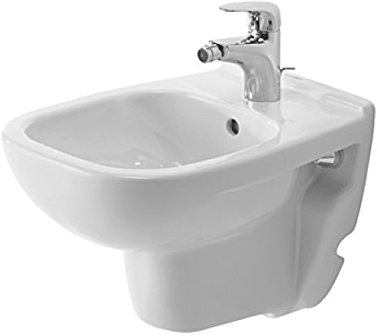 Duravit D-Code Wandbidet Compact, mit Hahnloch, mit Überlauf, 350x480x350mm, Weiß Hochglanz, 2237150000