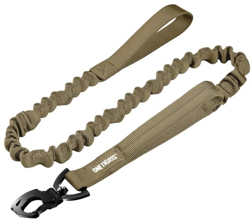 OneTigris Tactical Dog Training Leash Bungee Leash with 2 Control Handle Quick Release Nylon Leads Rope
