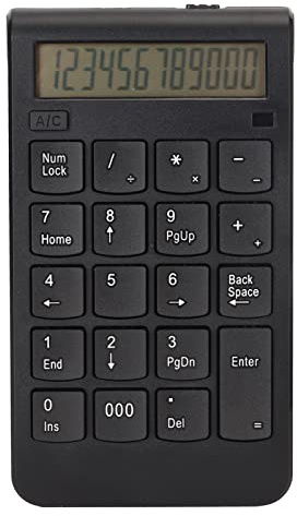 Zunate Tastierino Numerico Wireless, Tastierino Numerico 2.4G con Schermo, Tastierino Numerico di contabilità Finanziaria a 19 Tasti, Distanza Effettiva di 32,8 Piedi, per PC Portatile