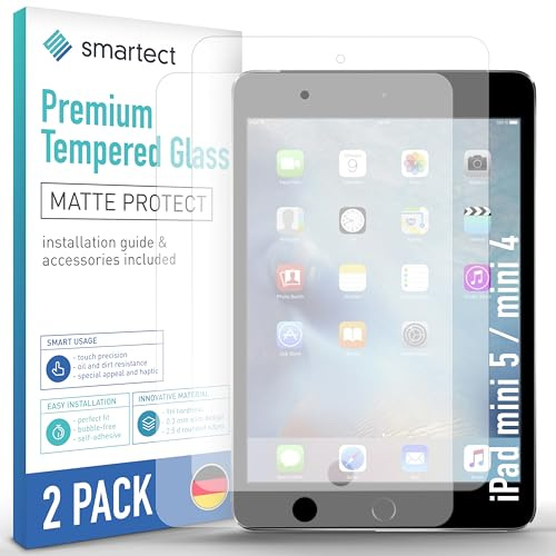 smartect Schutzglas 2 Stück Matt für iPad mini 5 / mini 4 | HD Panzerfolie Anti-Kratzer, Displayschutz entspiegelt, 9H Härte, Stoßfest, Blasenfrei